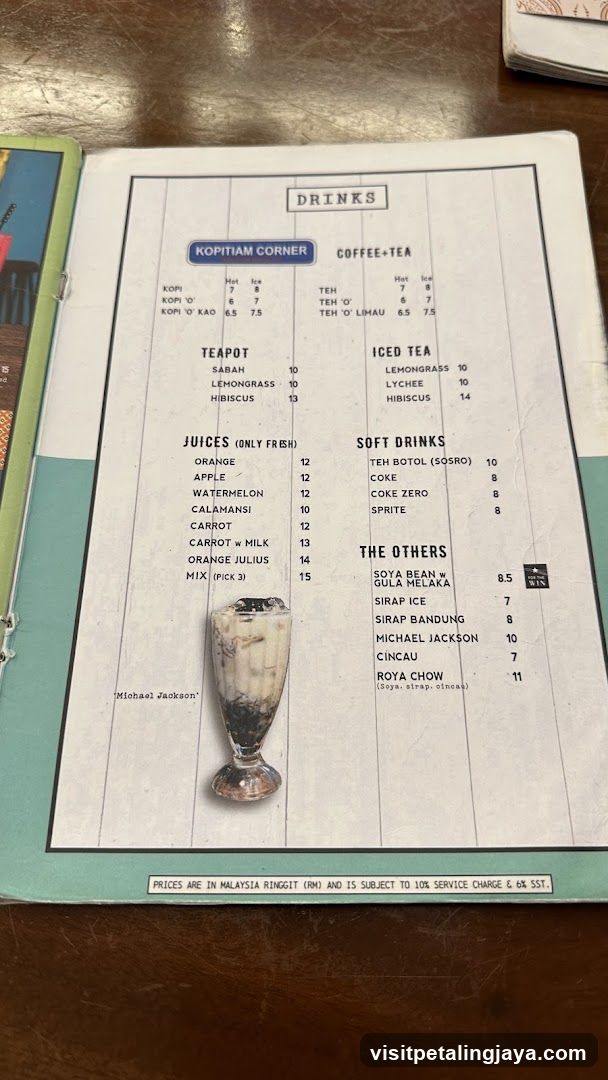 Kopitiam Corner Menu