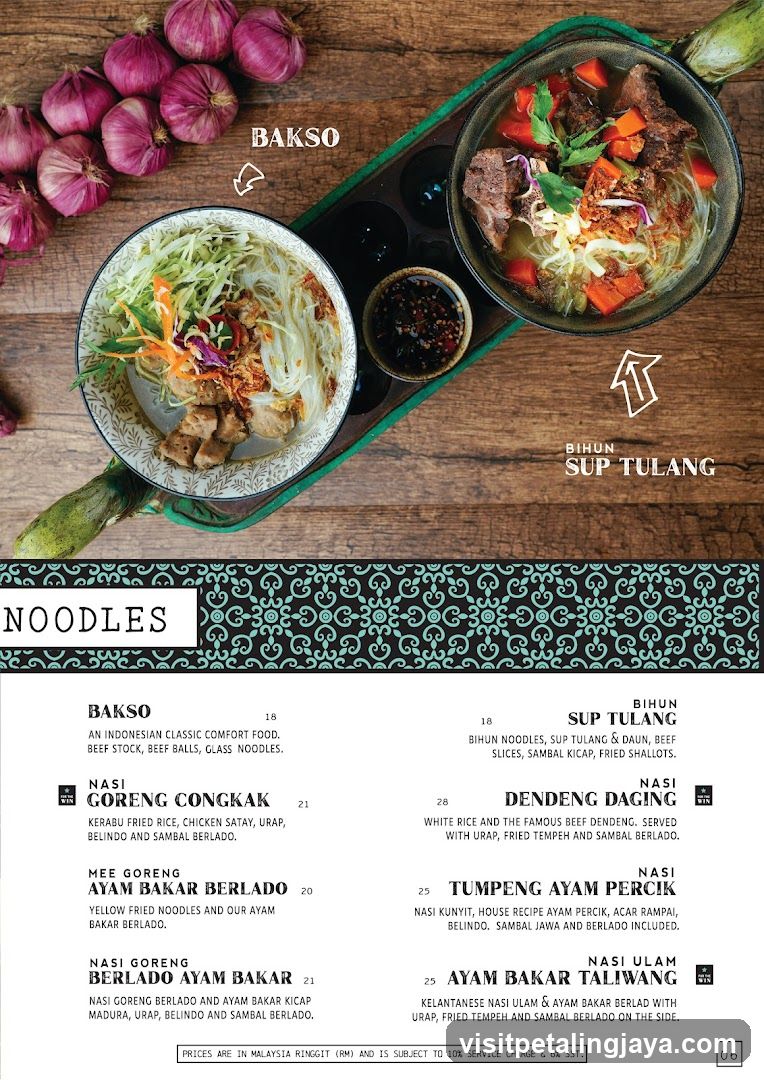 Noodles Menu Page