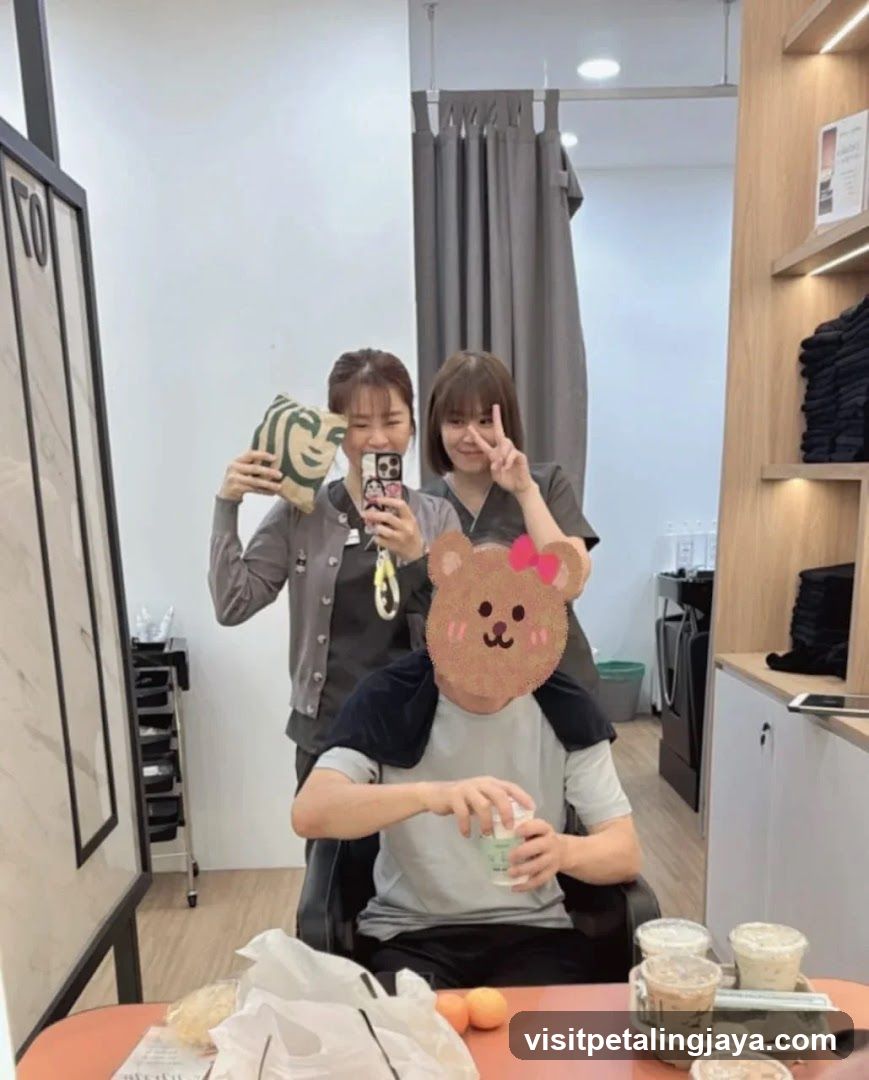 Beauty Salon Interior with Staff and Customer