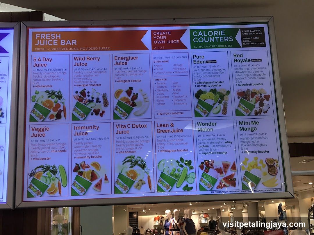 Fresh Juice Bar Menu Display