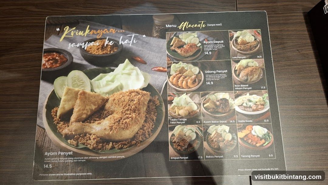 Menu Alacarte (tanpa nasi)