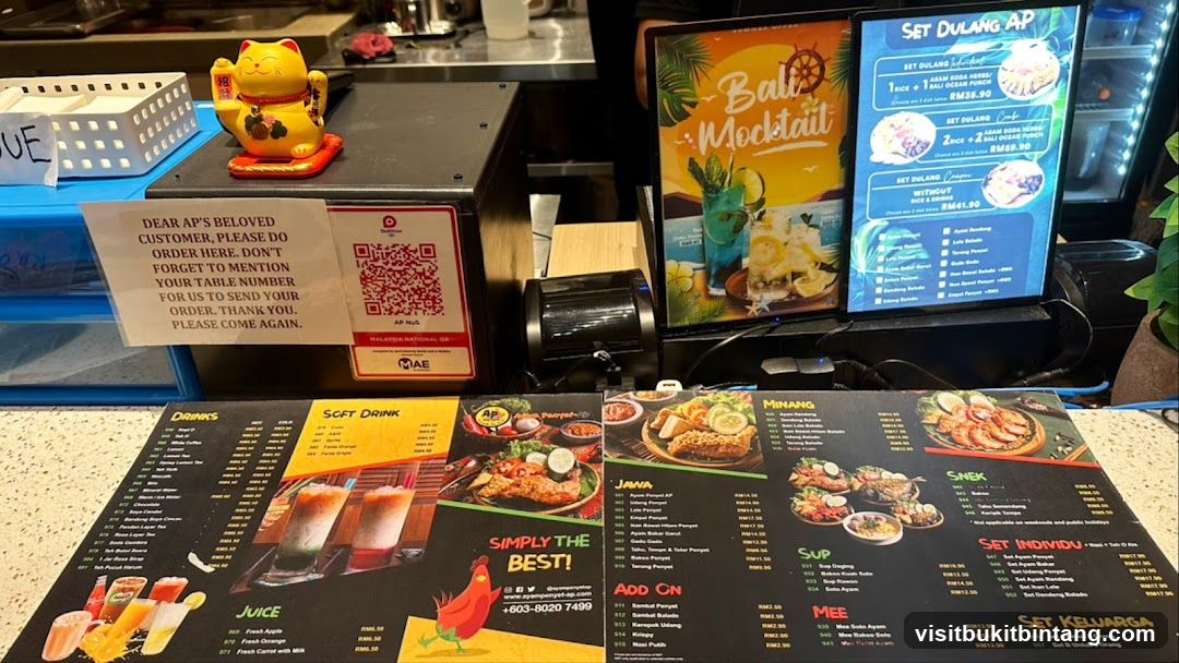 Restaurant Counter with Menus and QR Code