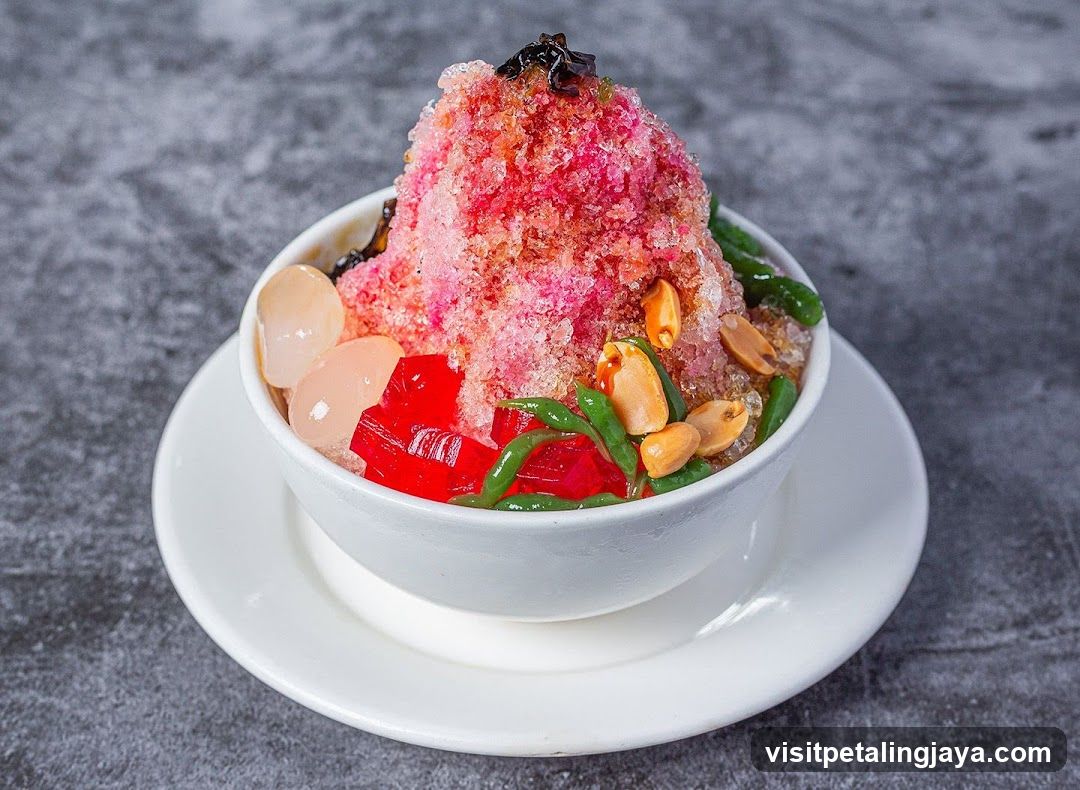 Bowl of shaved ice dessert with toppings