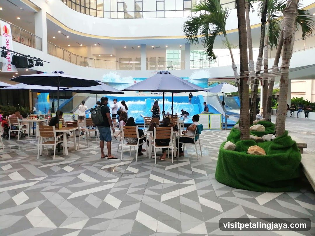 Indoor Water Park Area with Dining Seating