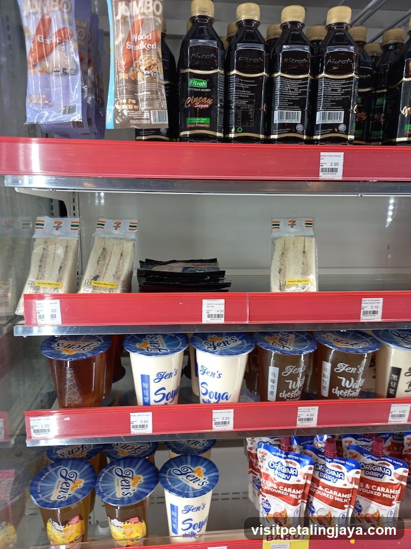 Shelf of food items in a store