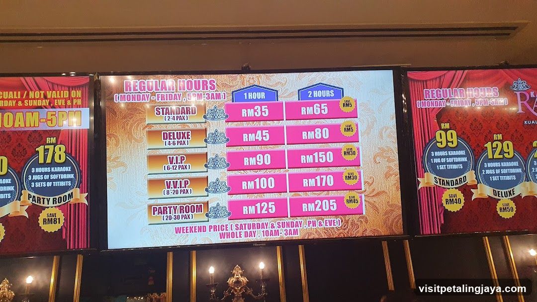 Karaoke Pricing Board