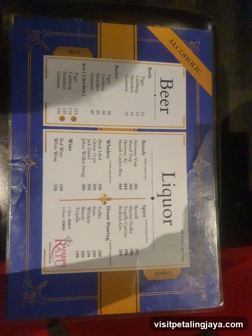Alcoholic Menu