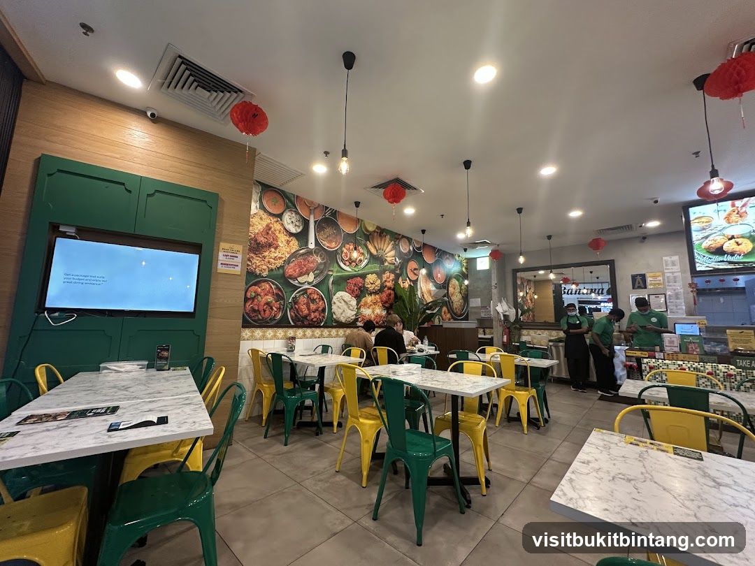 Restaurant Interior with Colorful Seating