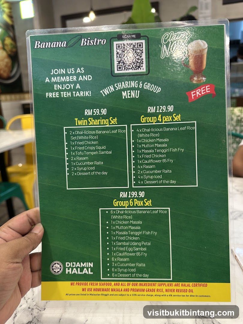 Banana Bistro Twin Sharing & Group Menu