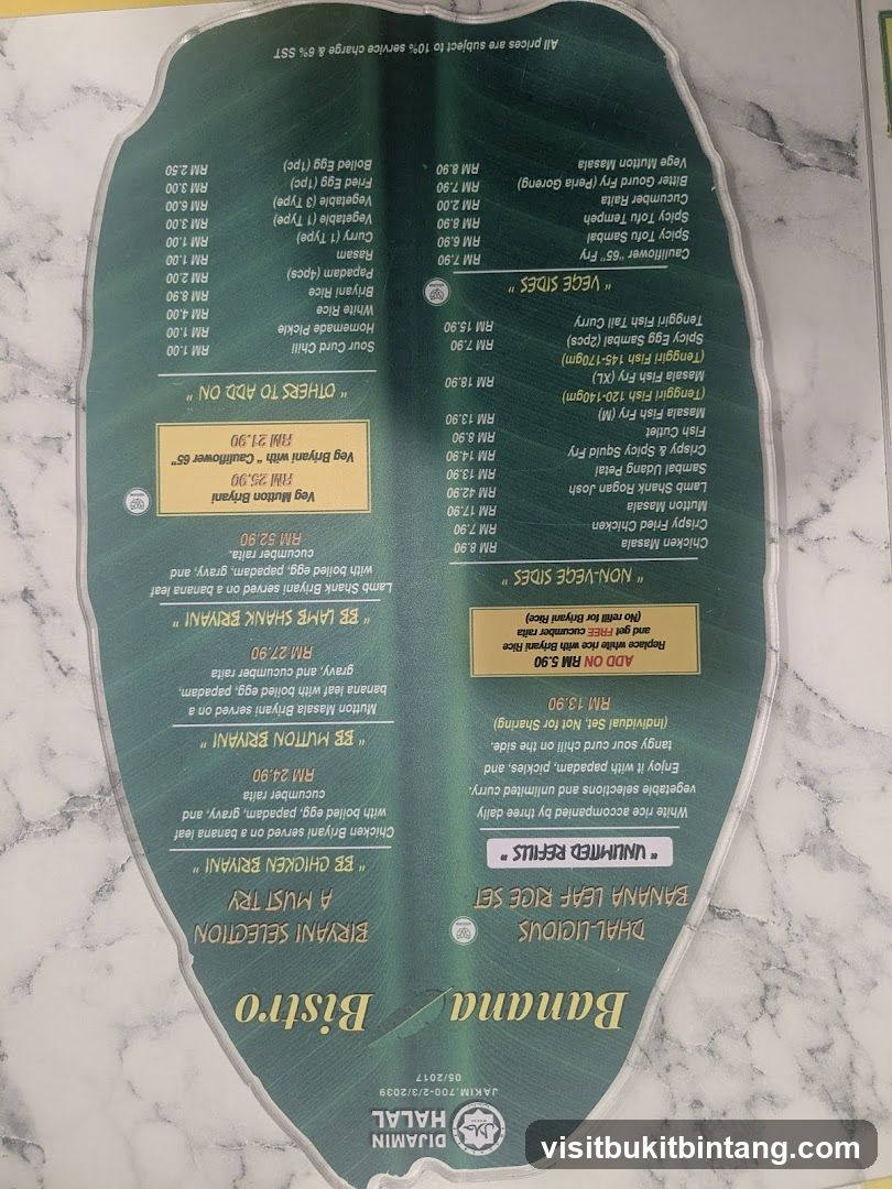 Banana Bistro Menu