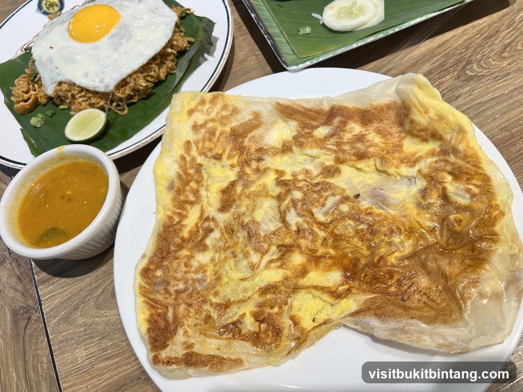 Roti Canai and Fried Noodles