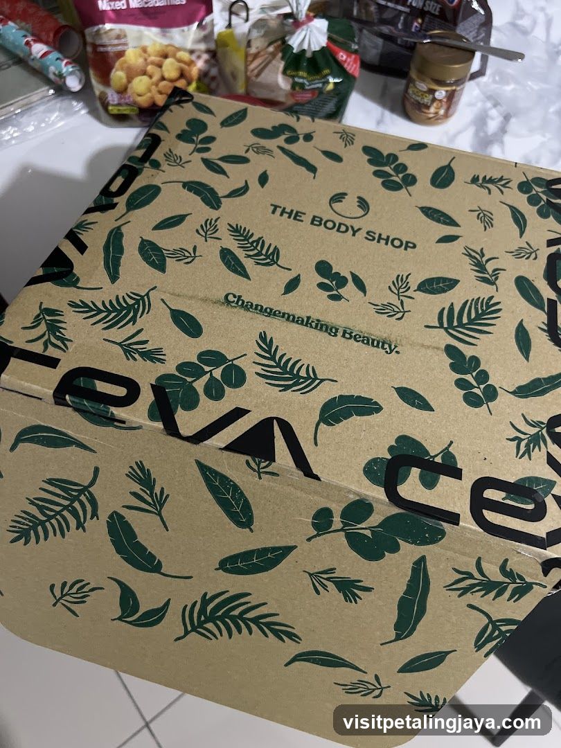 The Body Shop Box with Food Items in Background