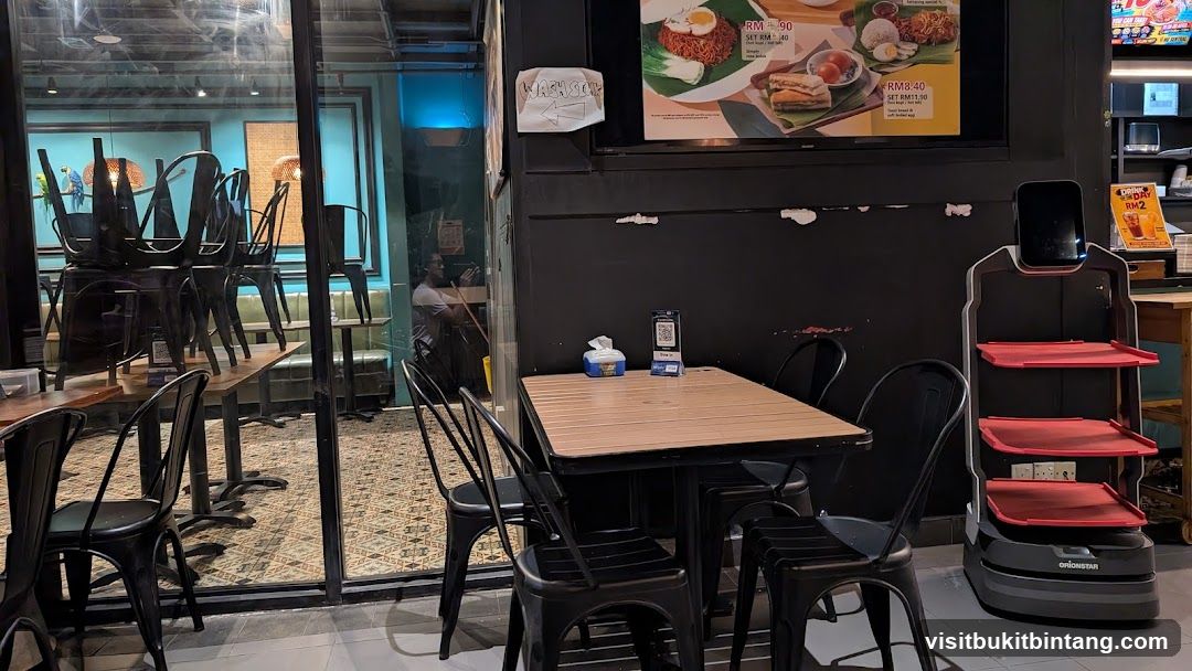 Restaurant Interior with Robotic Server