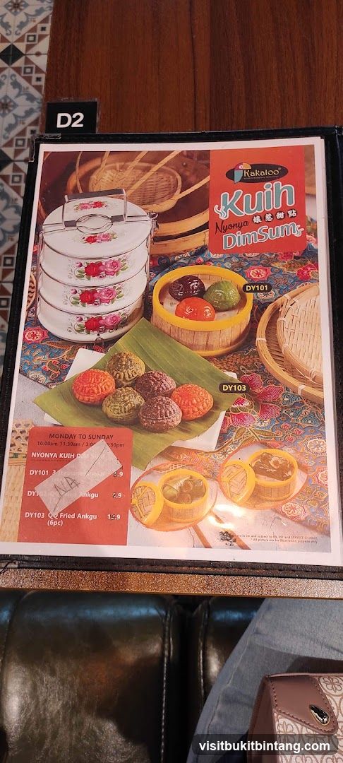 Nyonya Kuih Dim Sum Menu