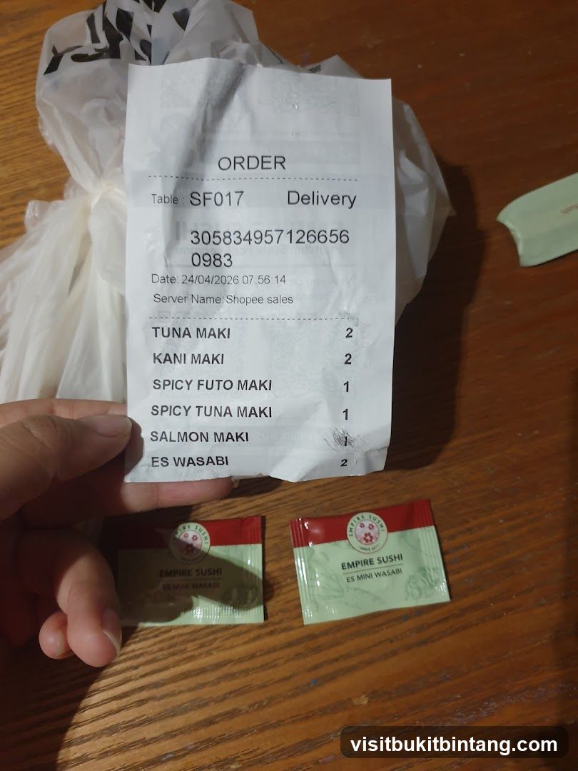 Sushi Order Receipt