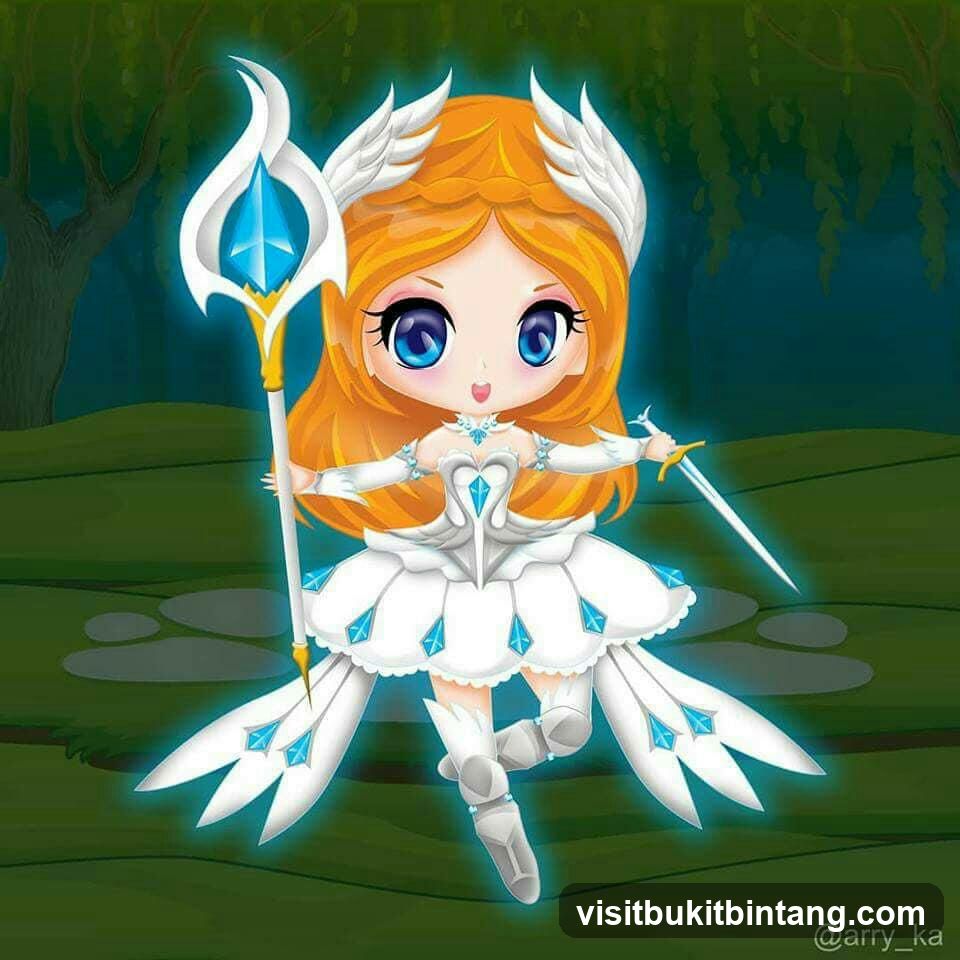 Chibi Character with Staff and Sword
