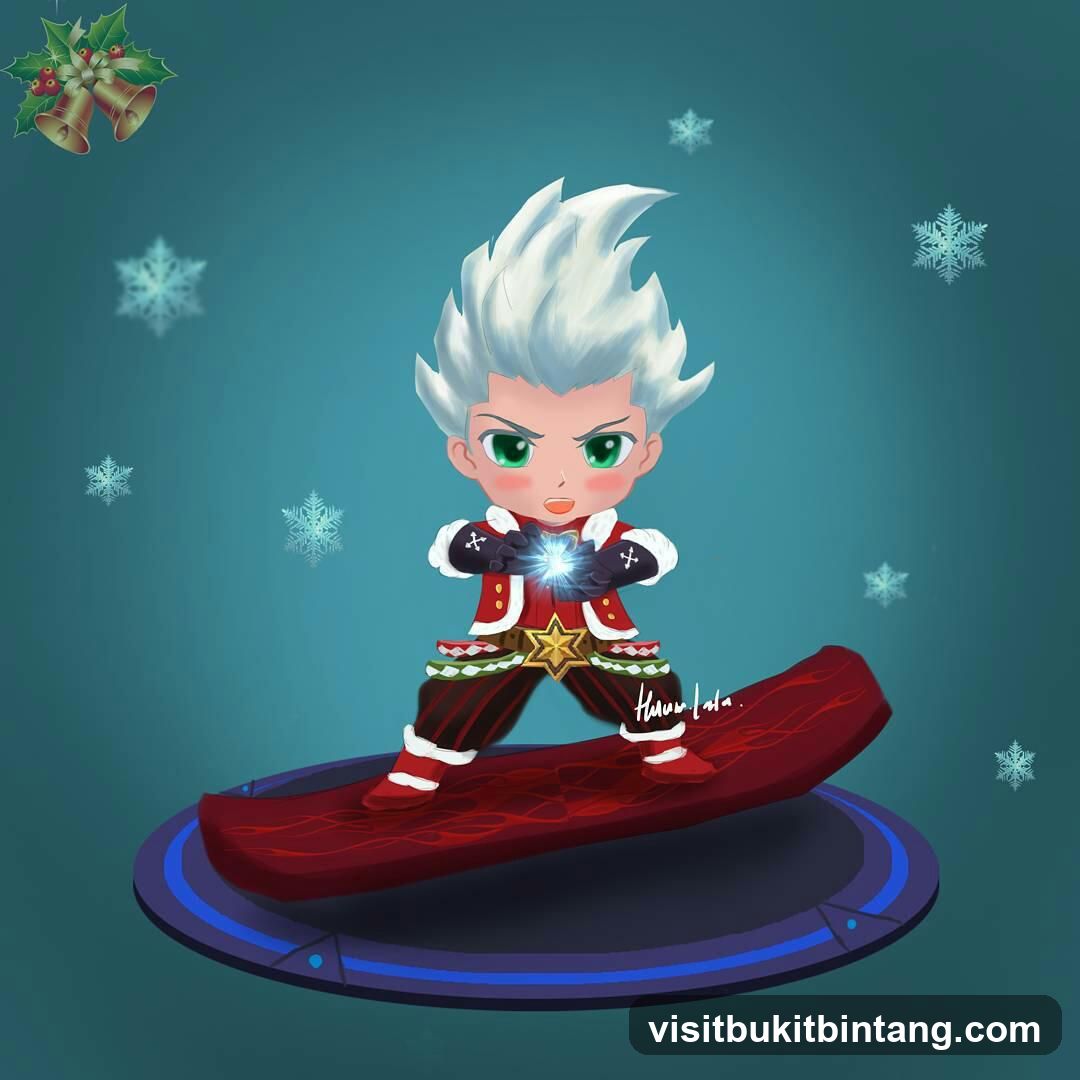 Chibi character on a snowboard