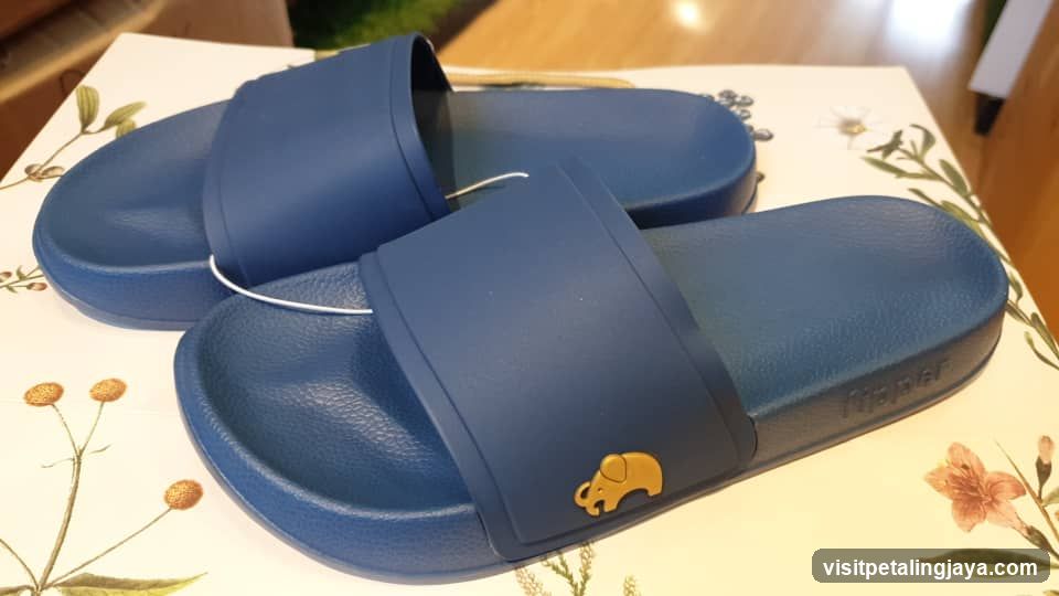 Blue Slide Sandals with Elephant Logo
