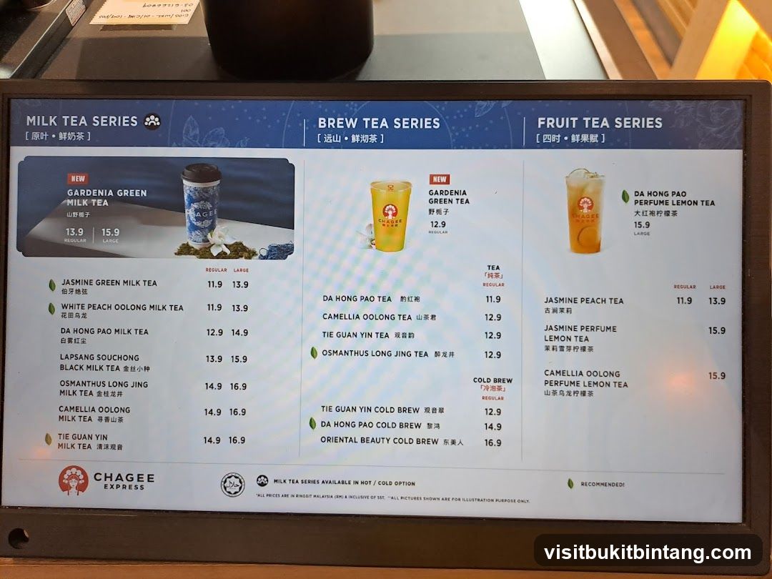 Chagee Express Menu