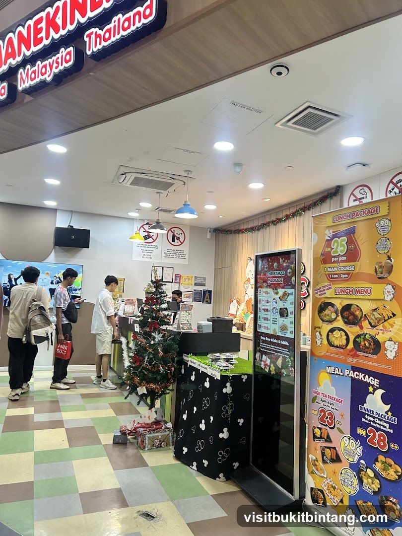 Restaurant Interior with Christmas Decorations