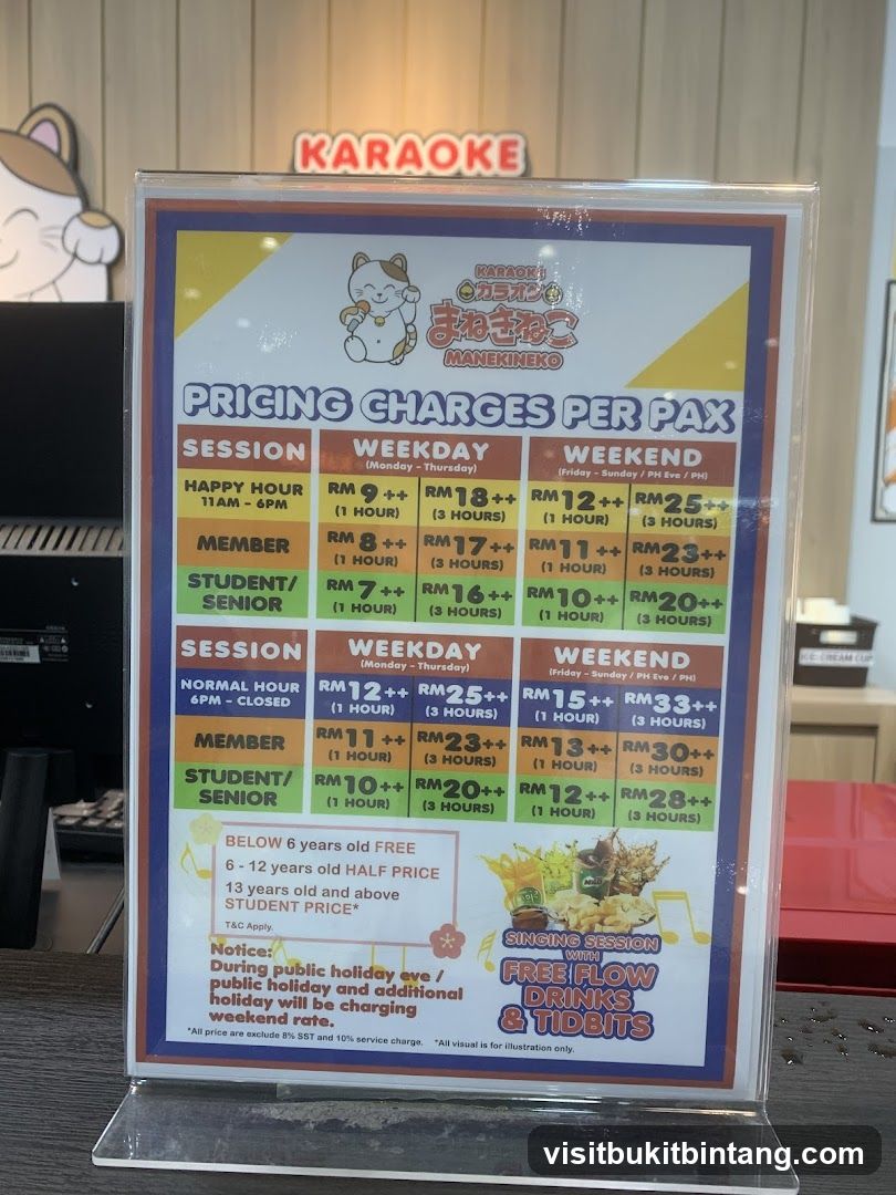 MANEKINEKO KARAOKE PRICING CHARGES PER PAX