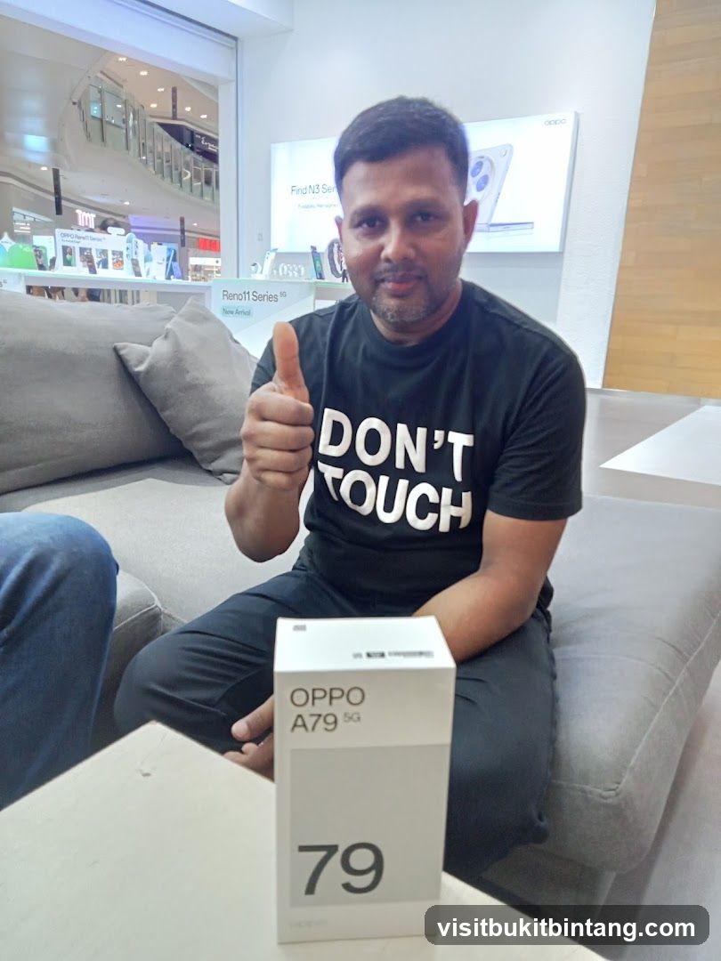 Man with OPPO A79 5G box