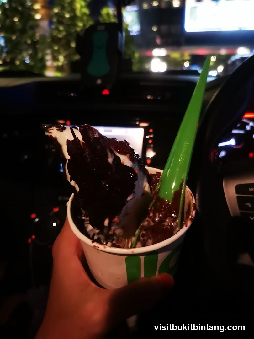 Ice cream with chocolate topping