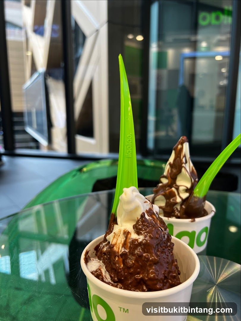 Frozen Yogurt with Chocolate Topping