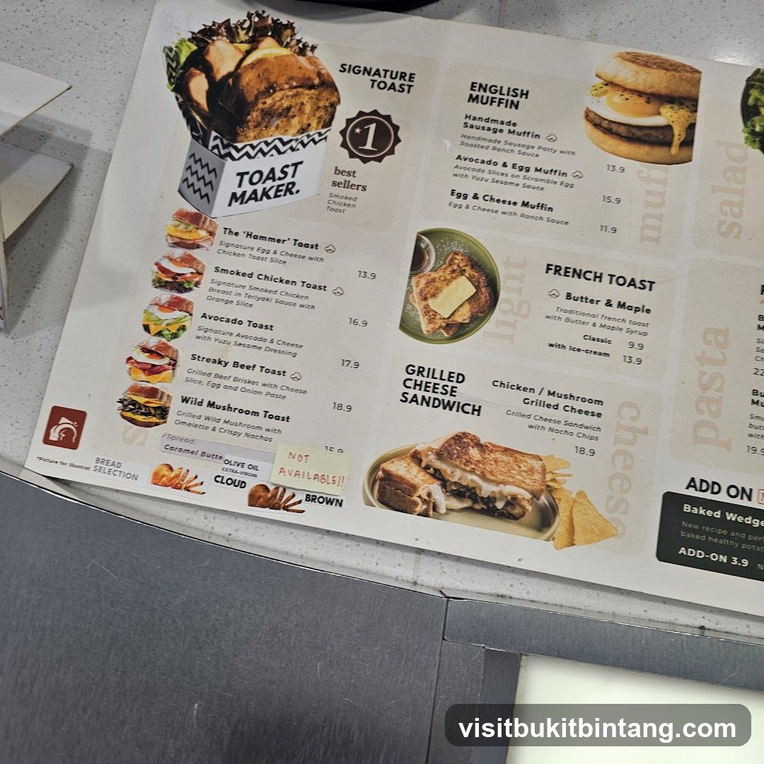 Toast Maker Menu