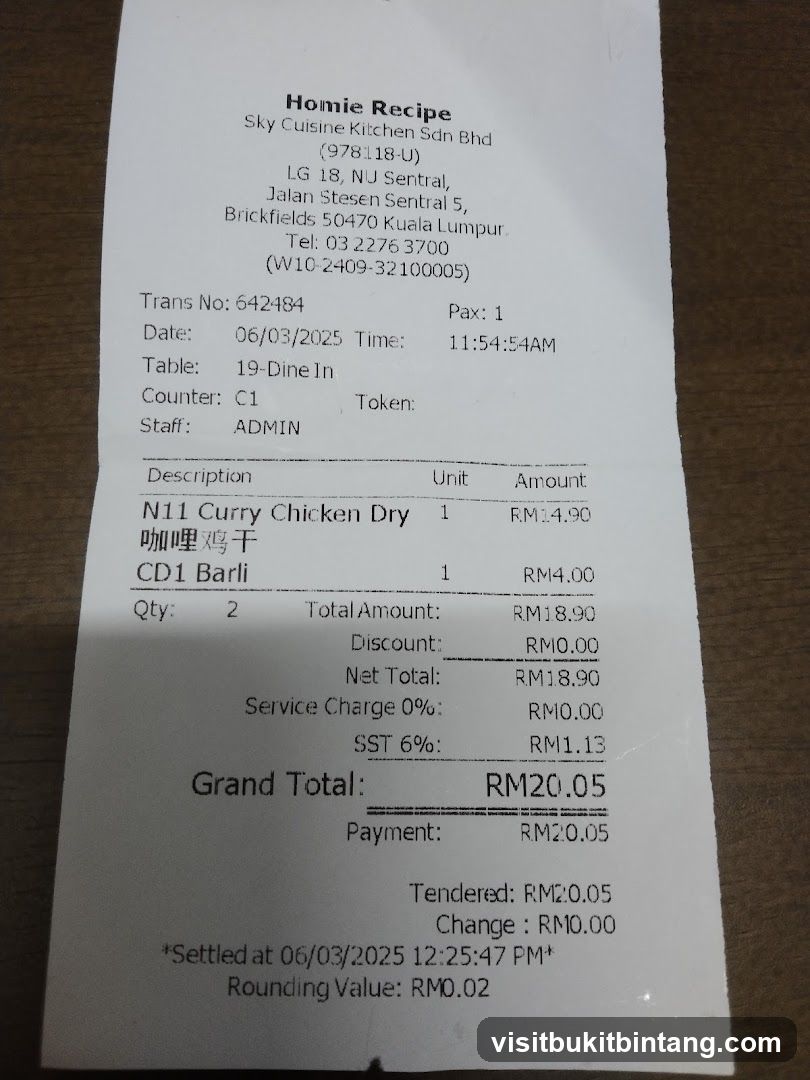 Receipt from Homie Recipe