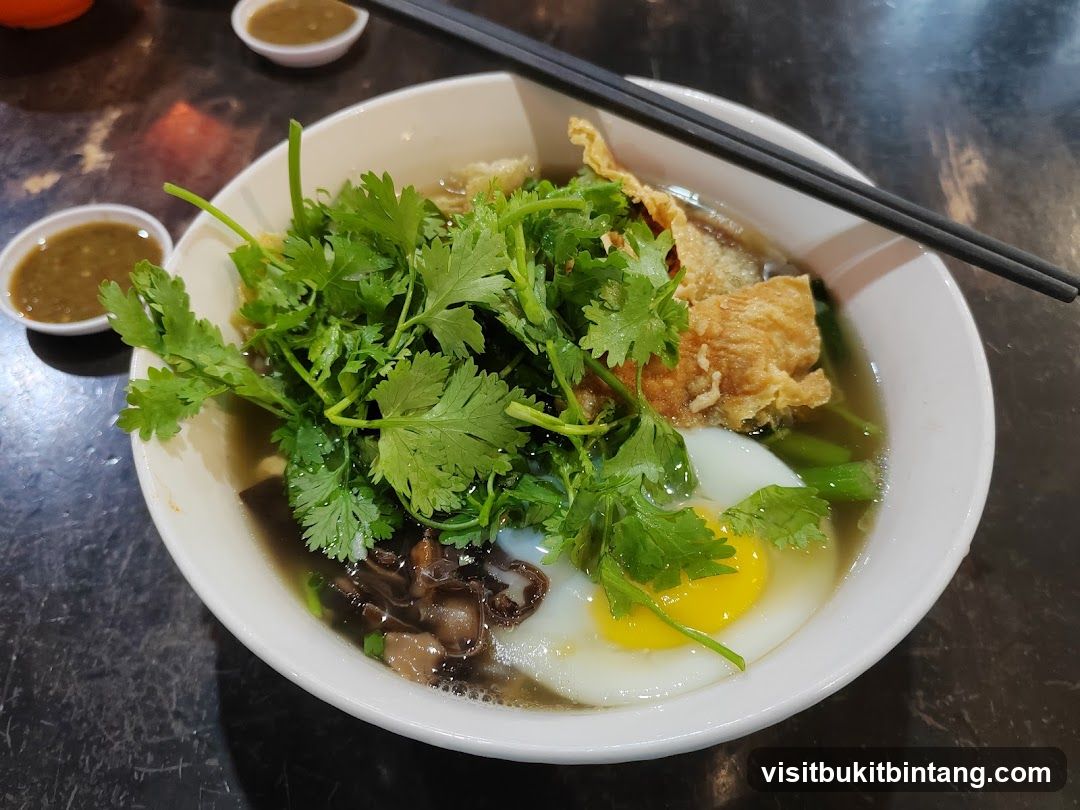 Noodle Soup with Egg and Cilantro