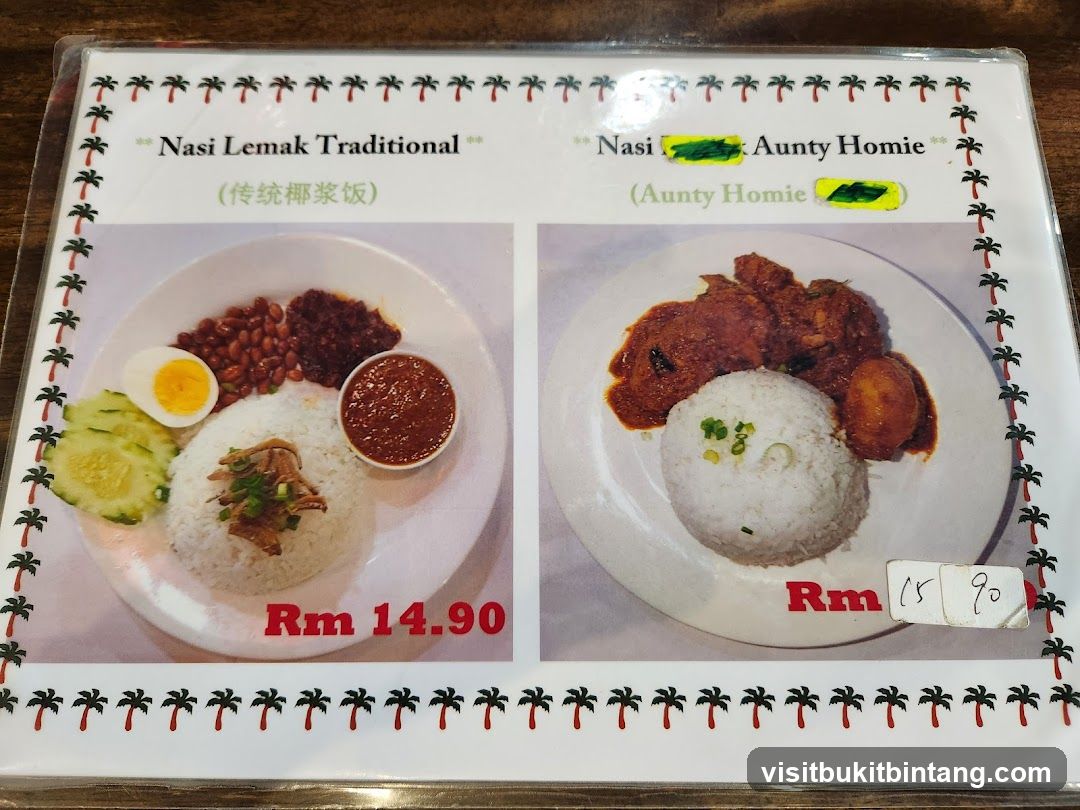 Nasi Lemak Menu