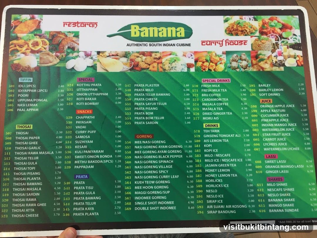 Banana Curry House Menu