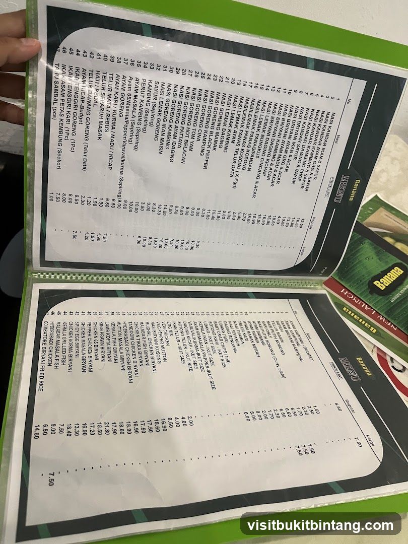 Banana Menu