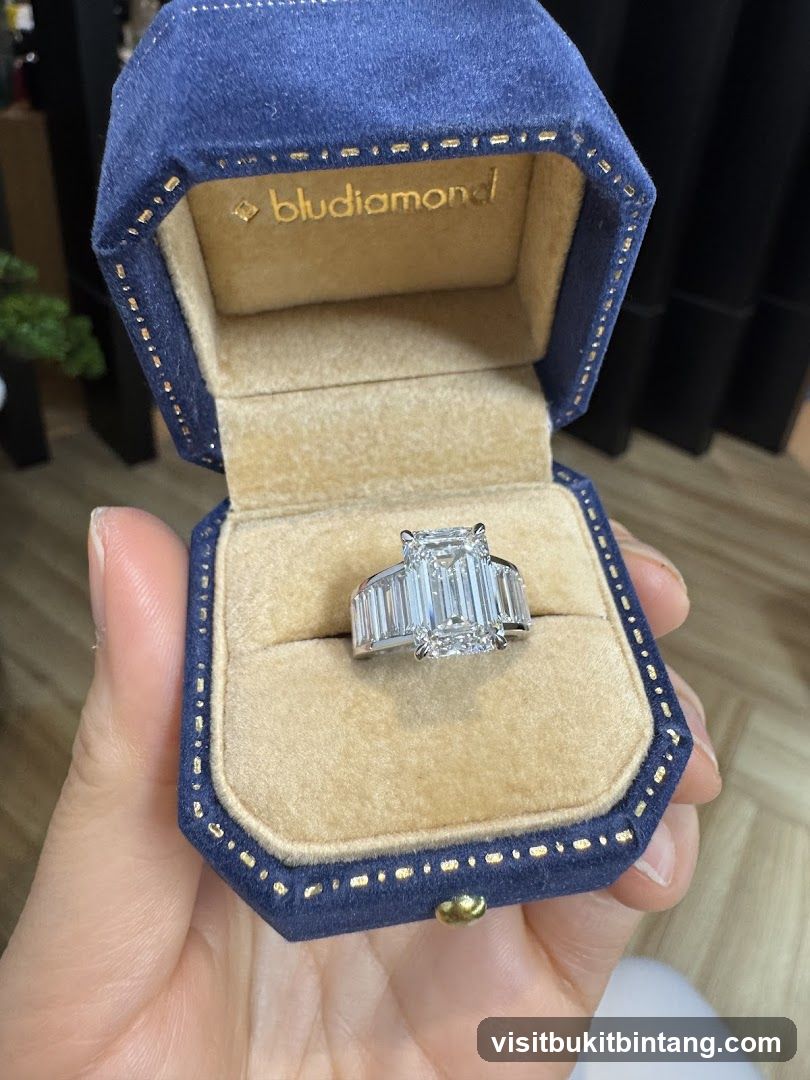 Diamond Ring in Blue Velvet Box