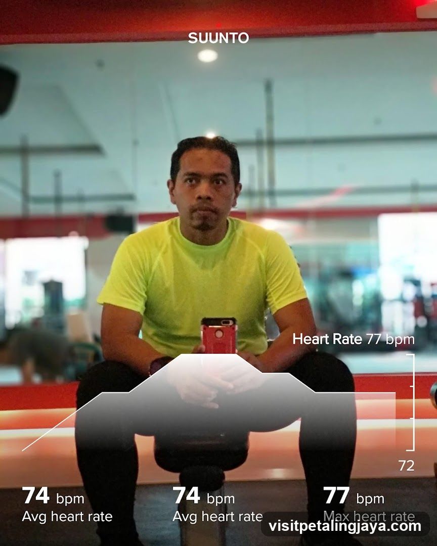 Fitness Tracker Overlay on Gym Interior