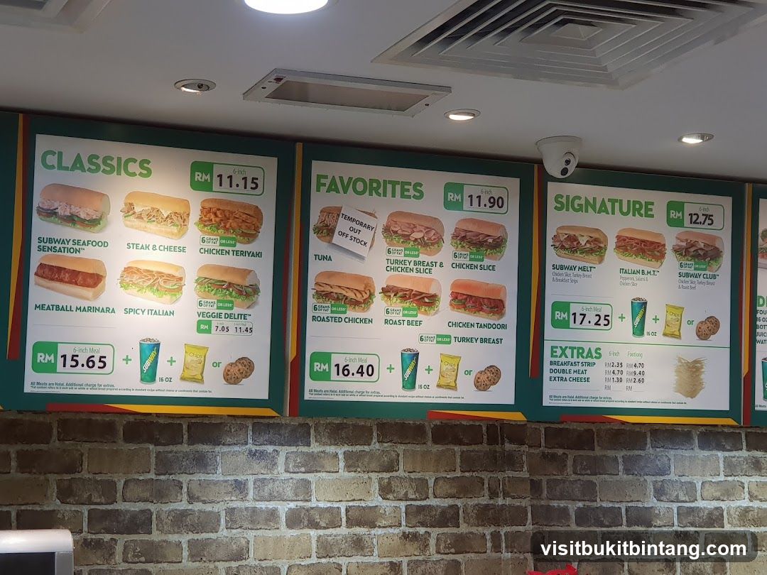 Subway Menu