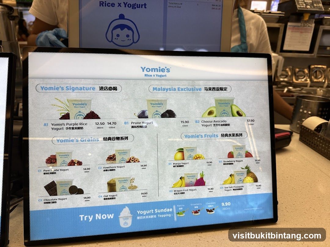 Yomie's Rice x Yogurt Menu