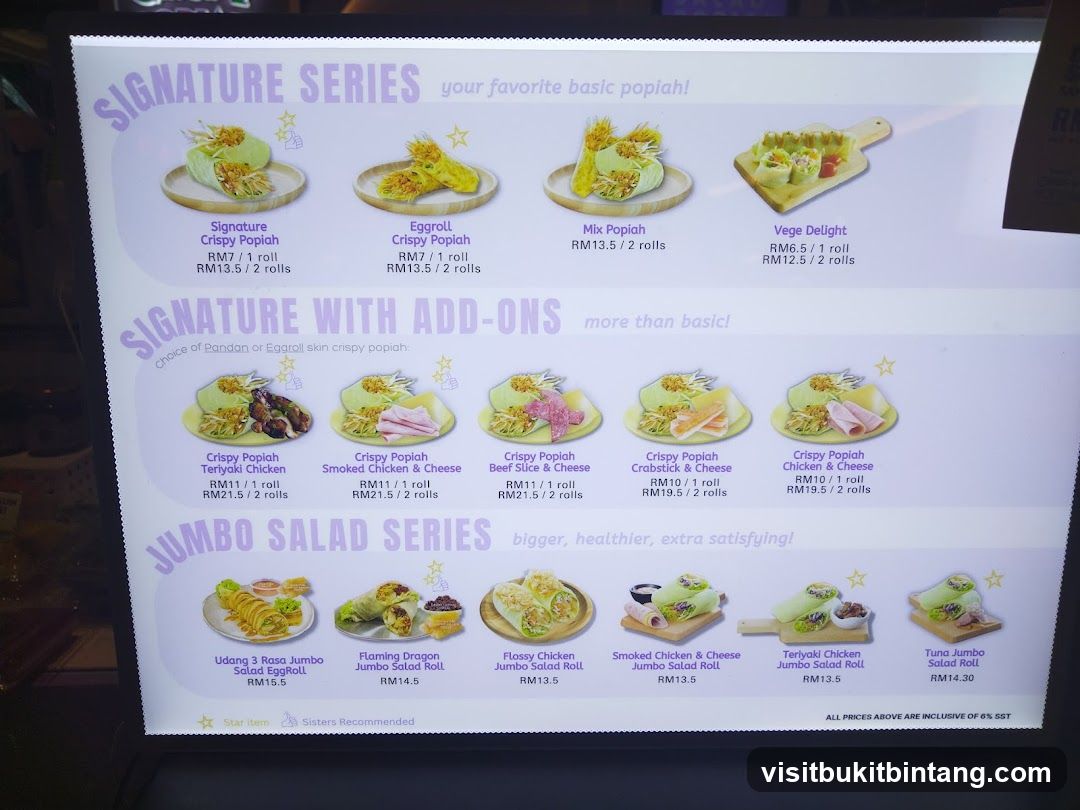 Popiah Menu