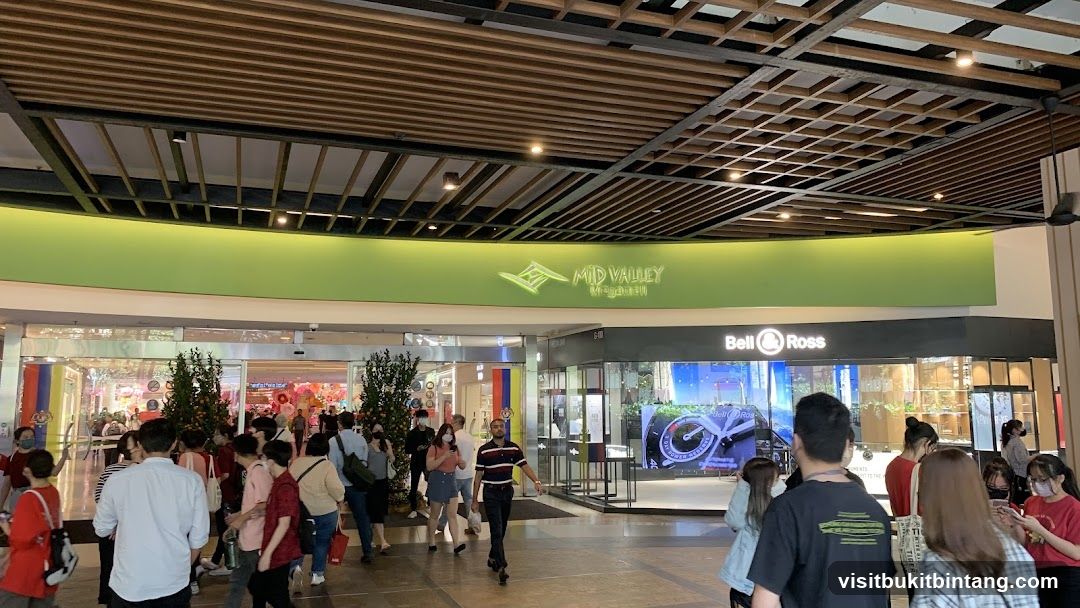 Mall Interior with Shops and Shoppers