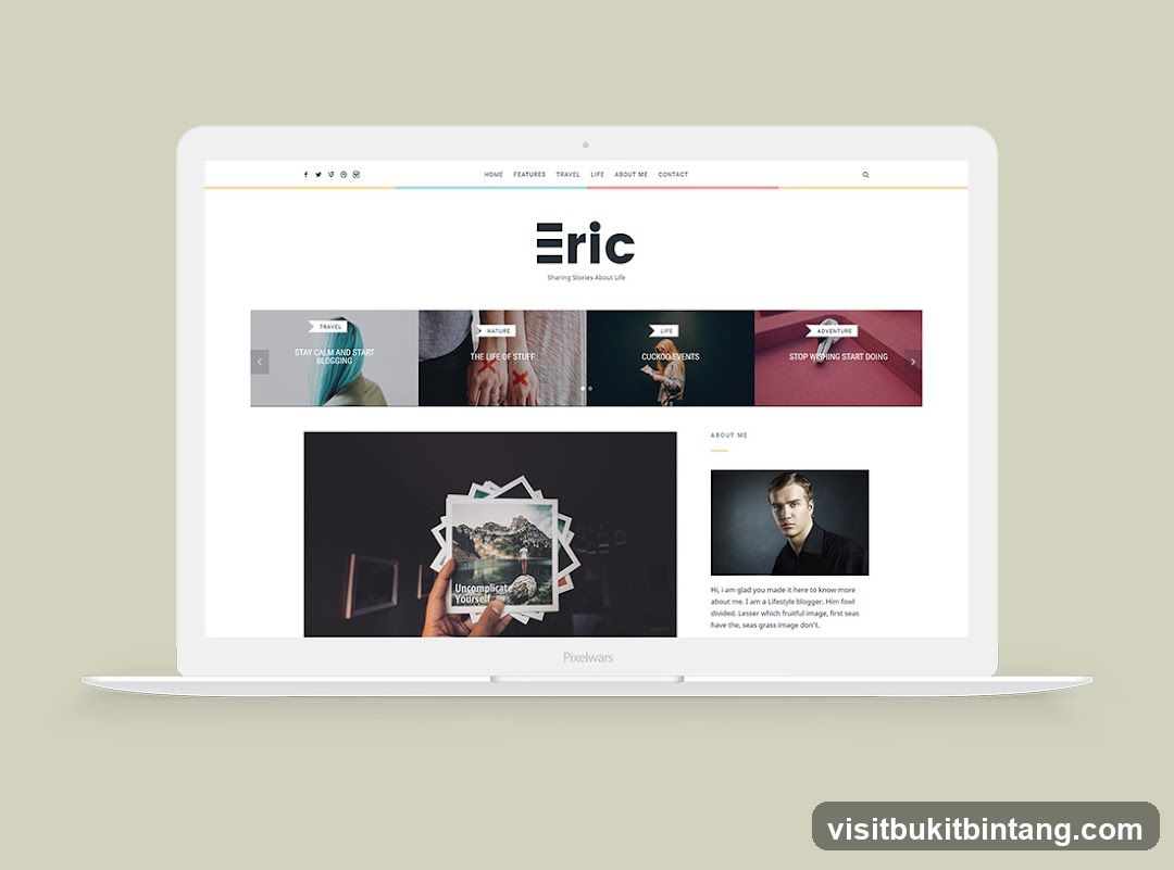 Blog website on a laptop