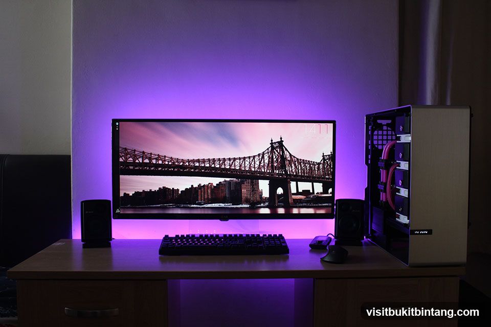 Computer Setup with Ambient Lighting