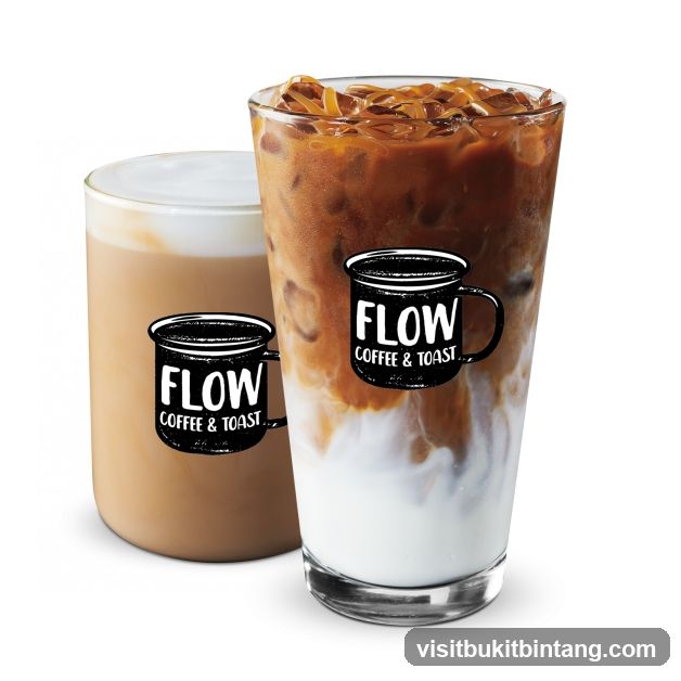 Two coffee drinks with logos