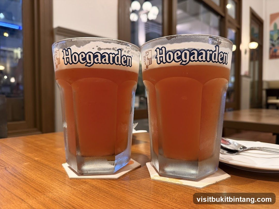 Two glasses of Hoegaarden beer