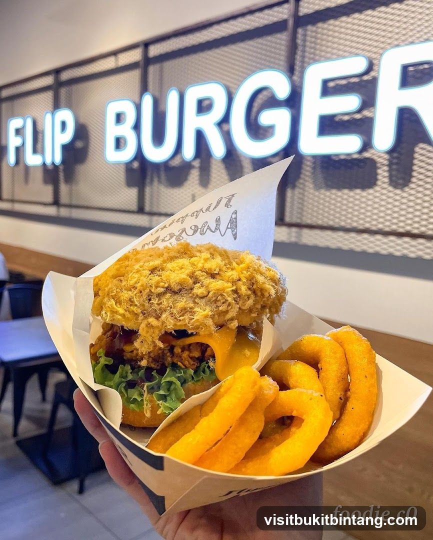 Burger and Onion Rings