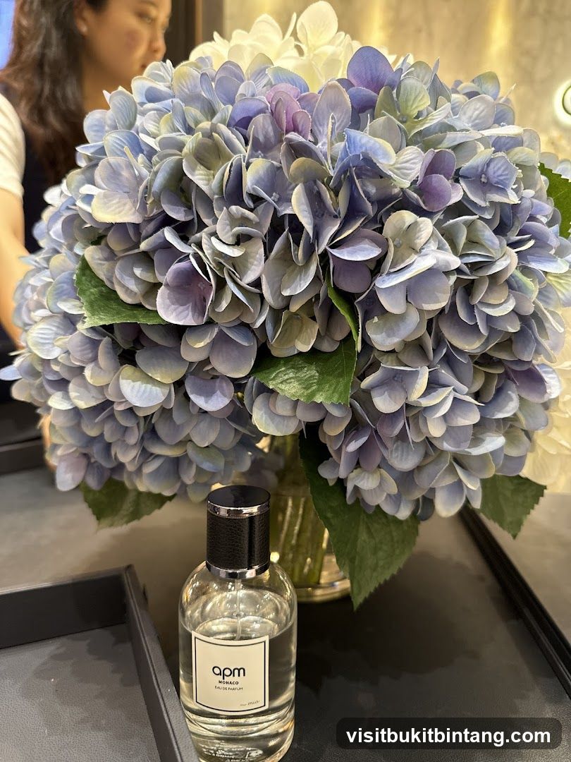 Perfume Bottle with Hydrangeas