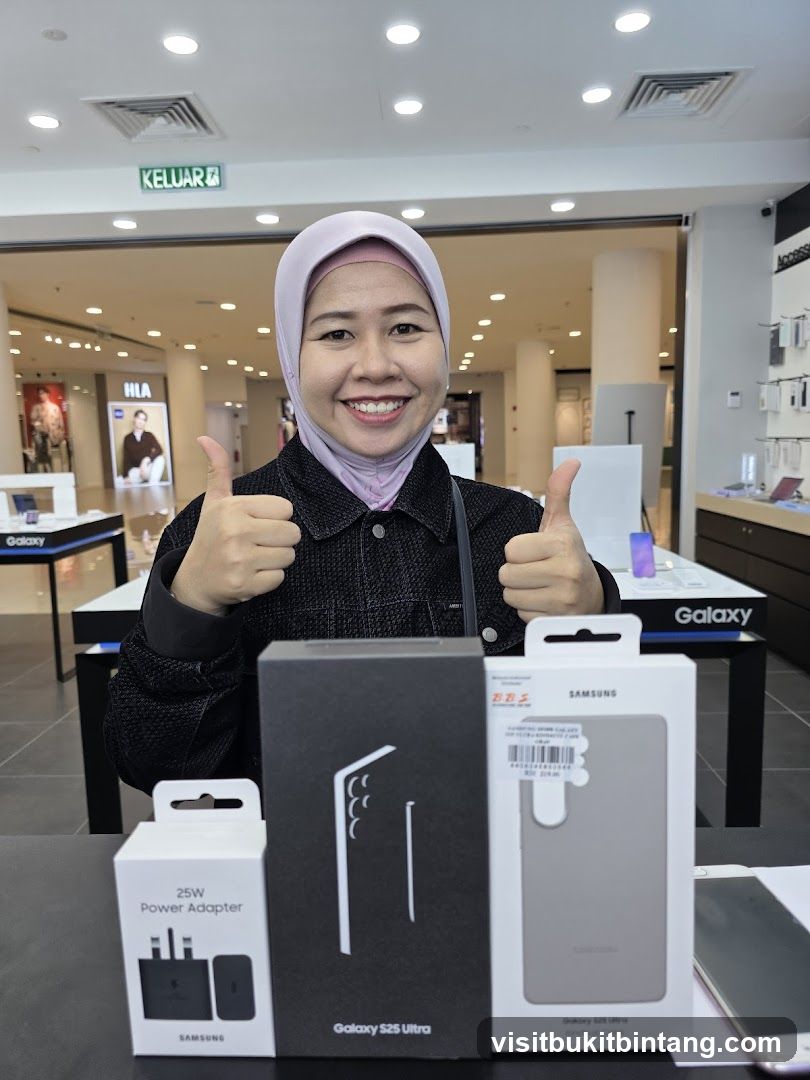Woman with new Samsung products