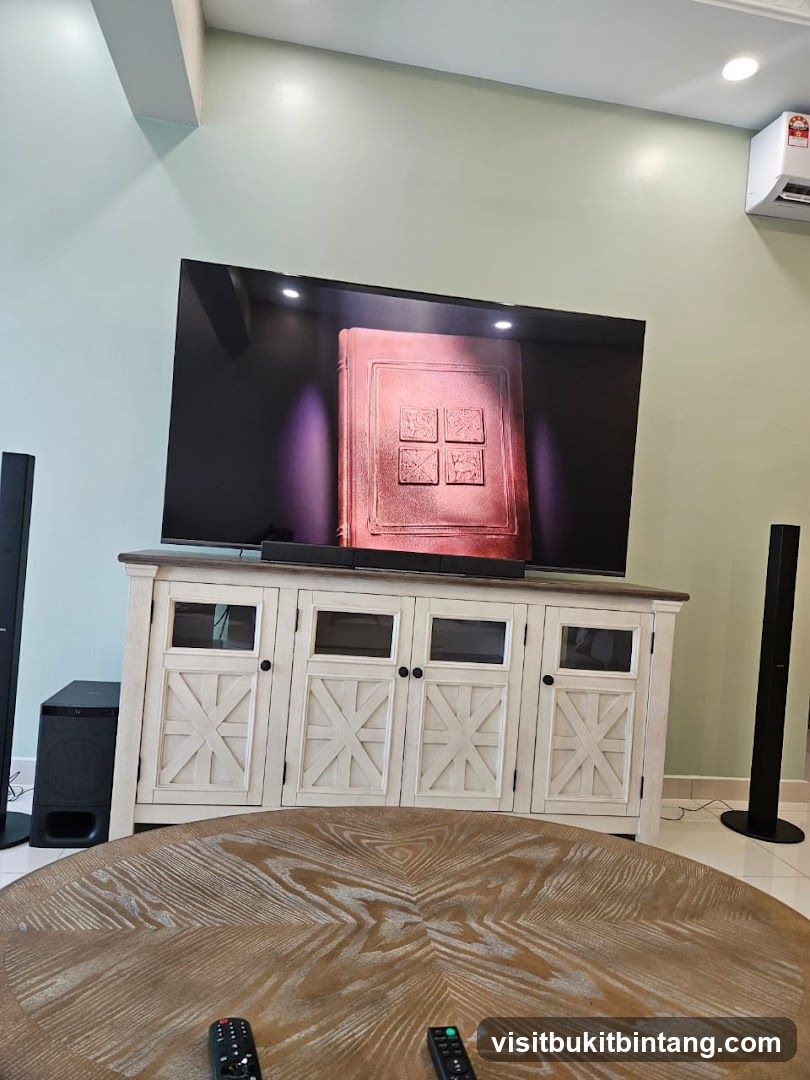 Living room with TV and entertainment center