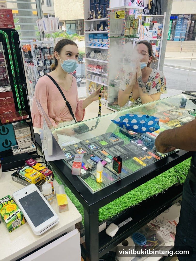 Customers in a vape shop