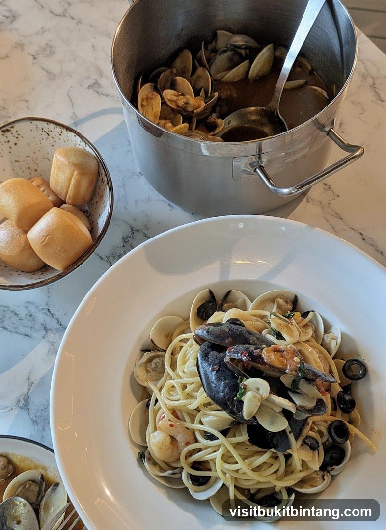 Seafood Pasta and Steamed Buns